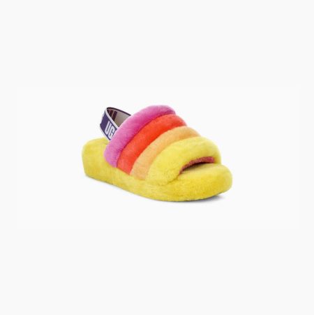 UGG Pride Fluff Yeah - Badesandaler Dame - Multicolor Gul (NO-D483)